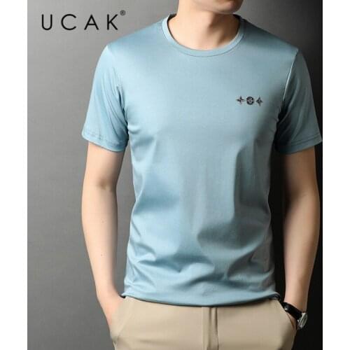 UCAK Brand Classic O-Neck Pure Cotton T Shirt Men Clothes Summer New Fashion Style Streetwear Casual Soft Tshirts Homme U5463