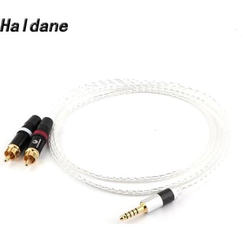 Haldane HIFI Silver Plated 4.4mm Balanced to 2 RCA Audio Cable 4.4mm Balacned Upgrade Cable for WM1A/1Z PHA-1A/2A Z1R