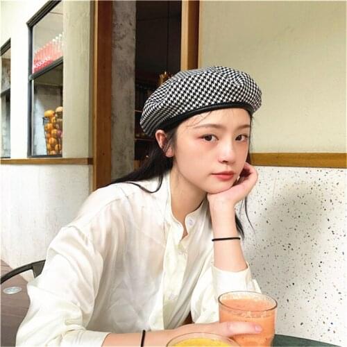 XXIANG006 Girl casual cotton plaid beret caps New women adjustable Beret hat Pumpkin artist hats gorros
