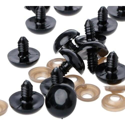 100Pcs/Bag DIY Doll Toy Eyes Black Plastic Safety Eyes Puppets Doll with Washers D5QA
