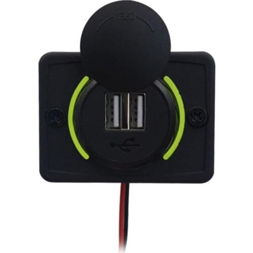 Easy Install Dual USB Charger Socket Power Outlet Waterproof Marine 4.8A LED Light for 12V/24V Car RV Boat Motorcycle Mobile