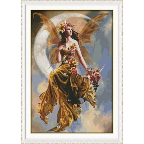 The moon fairy (2) cross stitch kit beauty women 18ct 14ct 11ct count print canvas stitches embroidery DIY handmade needlework