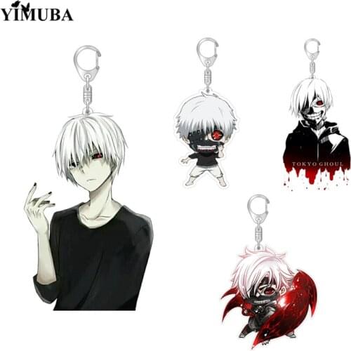 Fashion Tokyo Ghoul Kaneki Ken Keychain Anime Accessories Cartoon Print Acrylic Cosplay Pendant Key Ring Holder Cosplay Trinkets