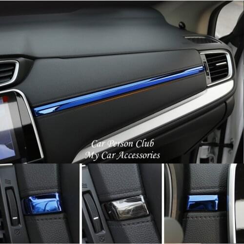 Stainless Steel Sticker For Honda CRV CR-V 2017-2019 Interior Center Console Strips Cover Inner Trims Garnish Car Accessories