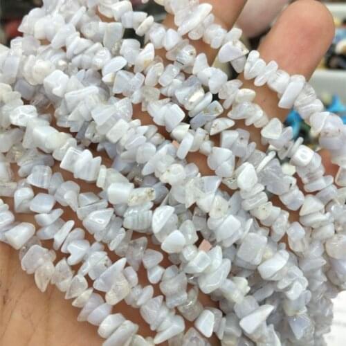 31 inch nature blue agate stone chips loose beads strings for women bracelets making jewelry findings top selling 5-7mm new arri