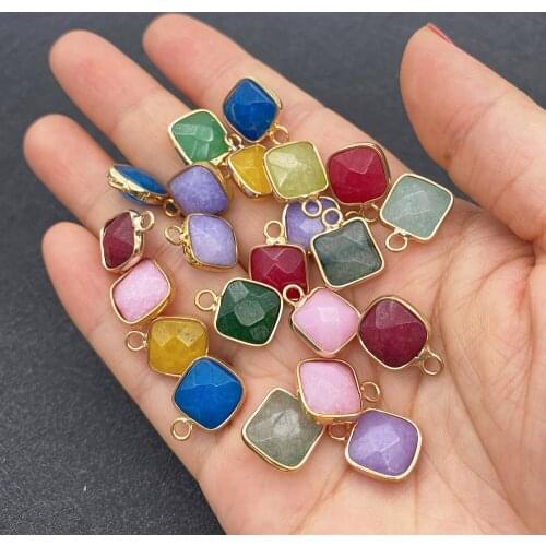 Wholesale Multicolor Square Shape Pendant Natural Stone for Jewelry Making DIY Handmade Accessories Beaded Decoration Fashion