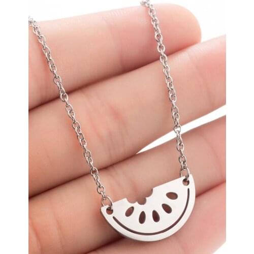 Hfarich Stainless Steel Necklace For Women Kids Gold And Steel Color Watermelon Pendant Necklace Birthday Jewelry Gift 2020