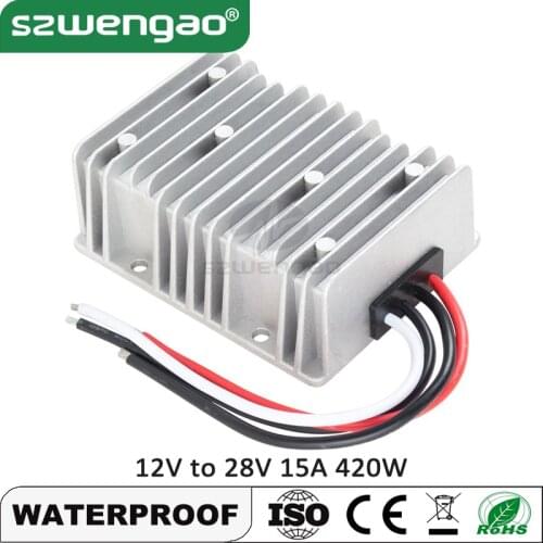 12V to 28V 15A 420W Boost DC DC Converter 12VDC to 28VDC Step Up Battery Voltage Regulator for Cars Motorcycle