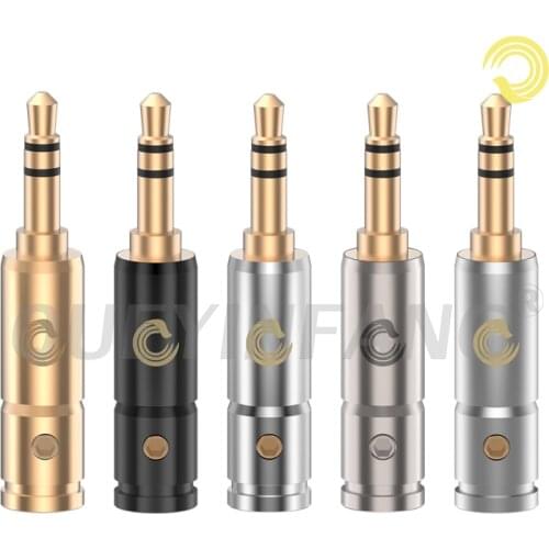 QUEYINFANG 3.5mm Wire Connector Stereo Audio Copper Plug 3-Pole Gold-plated Earphone Adapter 3.5mm 3 Poles Male Plug