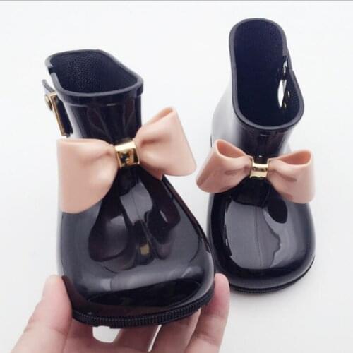 Baby Girls Rain Boots Non-slip Waterproof Warm Beauty Bow Rainboots Rubber Princess Shoes Toddler Kids Jelly Shoes