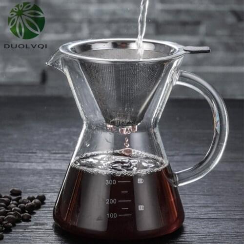 400ml Glass Coffee Pot Coffee Kettle Heat Resistant Coffee Maker With Stainless Steel Funnel Filter Pour Over Coffee