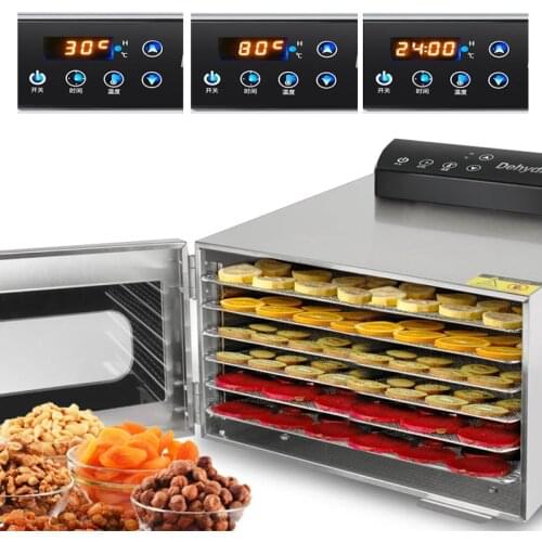 6-Tray Electric Fruit Dryer Stainless Steel Dehydrator Fruit Vegetable Pet Meat Food Dehydration Air Drying Machine
