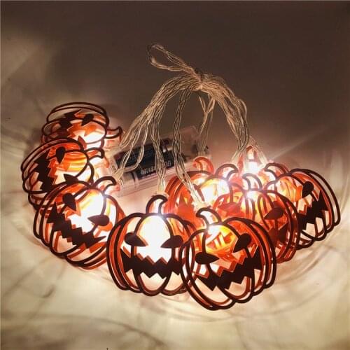 Halloween LED Pumpkin Light String Witch Skeleton Bat Light String Carnival Party Garden Holiday Decoration Lantern
