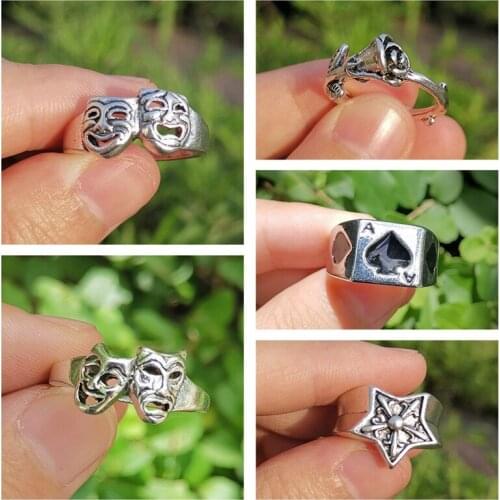 VG 6YM New Fashion Vintage Silver Black Angel Baby Ladies Ring Skeleton Female Ring Jewelry Dropshipping Gifts