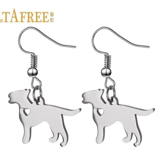 TAFREE high quality stainless steel Bull Terrier drop earrings UK pet dog animal pendant women dangle earrings jewelry SKU20