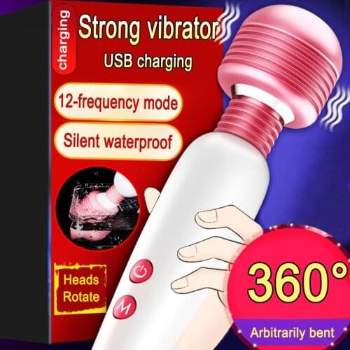 Rotate vibrator massage stick+5pcs/set head sleeve USB charging AV stick sex machine female masturbator stimulation clitoris