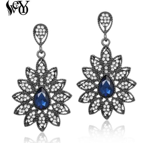 VEYO Crystal Earring for Woman Round Rhinestone Leaf shape Earrings Top Quality brincos Pendientes