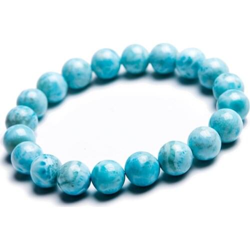 10mm Natural Blue Larimar Gems Stone Loose Round Bead Stretch Charm Bracelet For Women Drop Shipping