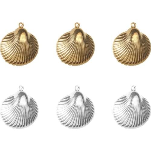 10pcs/Lot Real Stainless Steel Hollow Shell DIY Charms Pendants for Making Necklace Bracelet Earring Accessories Jewelry