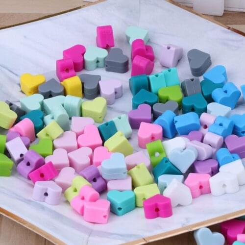10 Pcs Heart Silicone Beads Baby Teething Beads DIY Pacifier Chain Baby Teether