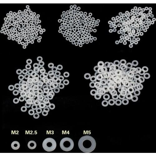 100Pcs M2 M2.5 M3 M4 M5 M6 M8 White Plastic Nylon Washer Plated Flat Spacer Seals Washer Gasket Ring
