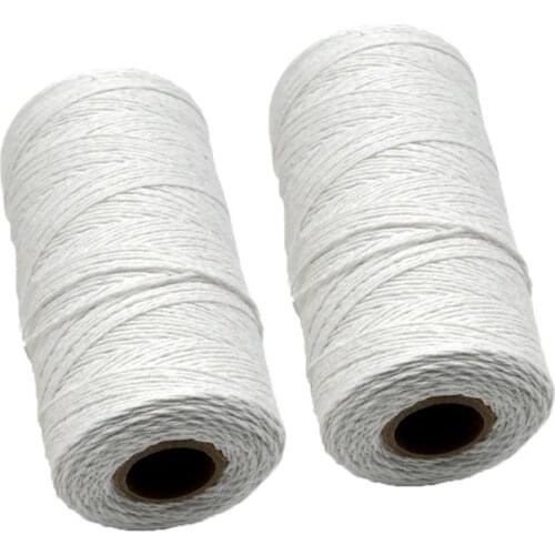 2 Roll 1mm White Pure Cotton Loom Warp Thread Yarn for Weaving Carpet Tapestry Rug