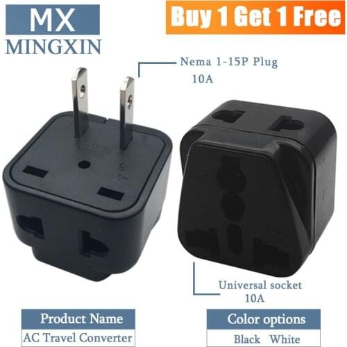 2PCS-Wholesale Black White 250v 10a Copper Universal America 2 Pin AC Power Adapter Plug USA Canada Japan Travel Adapter Plug