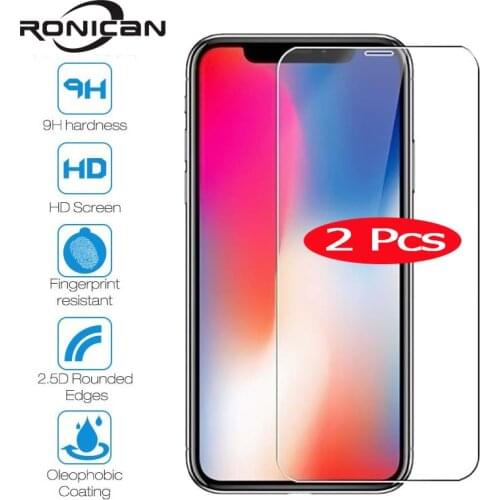 2Pcs Tempered Glass For iPhone 7 8 Plus X XS Max XR Screen Protective Film For iPhone 6 6s Plus 5s Glass Protector For iPhone XS