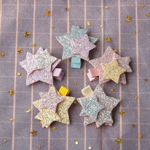 XIMA 2PCS Spring Colors Cute Stars Hairpins Lovely Girls Party Hairgrips Shining Star Barrettes Children Hair Accessories