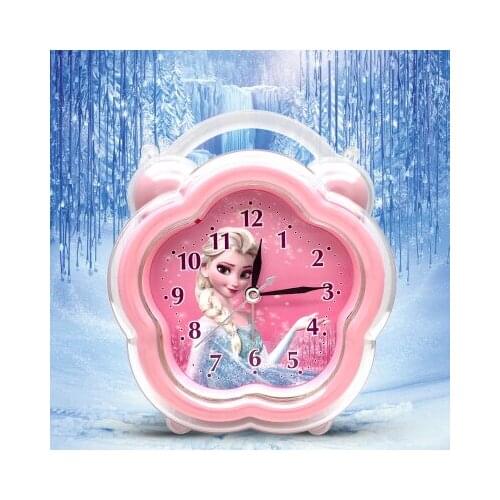 2021 Disney Cartoon Princess Esha Bedside Alarm Clock Girls Bedroom Mute Luminous Frozen Clock