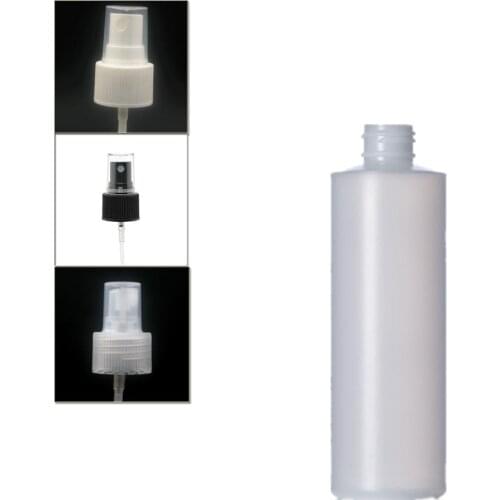 250ml empty plastic soft bottle ,natural-colored HDPE cylinder round with black/white/transparent Fine Mist Sprayers