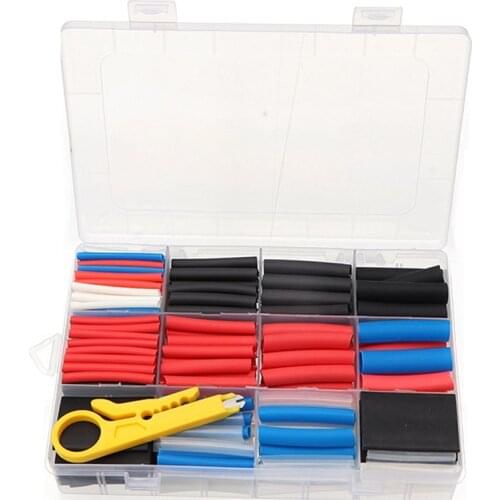 285 Pcs Boxed 3:1 Double Wall Tube Insulated Tube Waterproof Wire Heat Shrinkable Tube Set + Wire Stripper