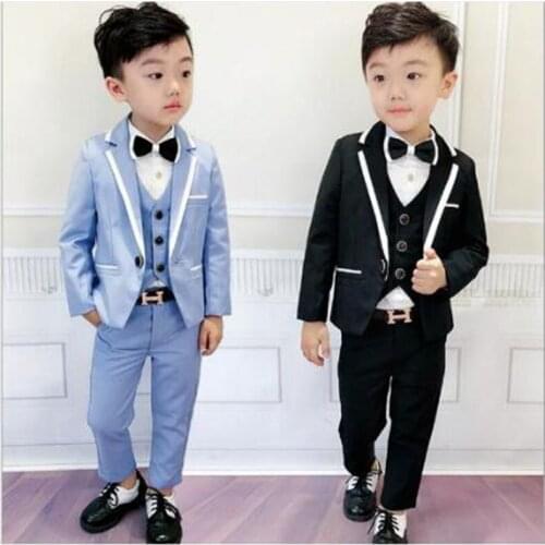 Formal baby boys clothing sets 3pcs suit vest pants 3pcs sets boys clothes for infant kids party dress children suits Costumes
