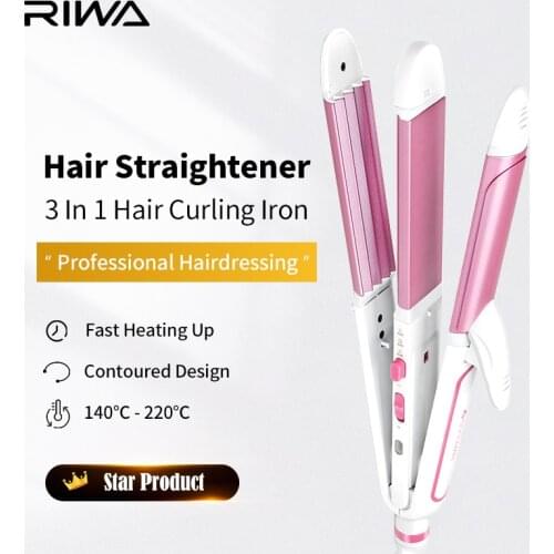 3 In 1 Hair Curling Iron Ceramic Professional Hair Waver Curler Styling Tools Mini Hair Straightening Splint 31mm Roll Portable