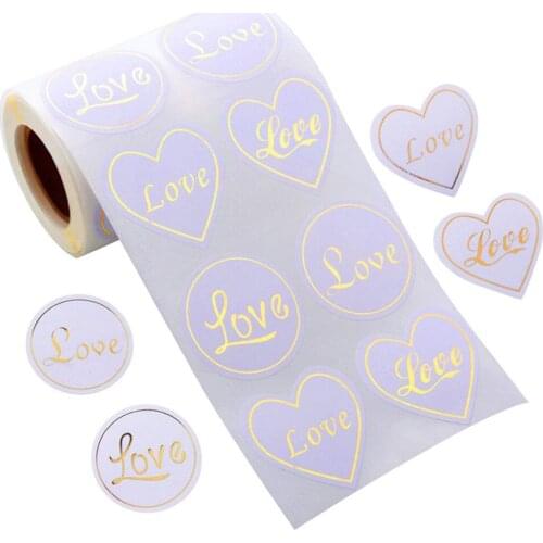 300pcs/roll Heart Love Gift Seal Label 4 Style Adhesive Kraft Seal Sticker For Baking Stickers Diy Work Stationery Stickers