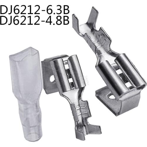 50pcs 4.8mm 6.3mm Back Shoulder Of Male And Female Plug Spring Terminals Inserted Spring Cold Terminal DJ6212-4.8B DJ6212-6.3B