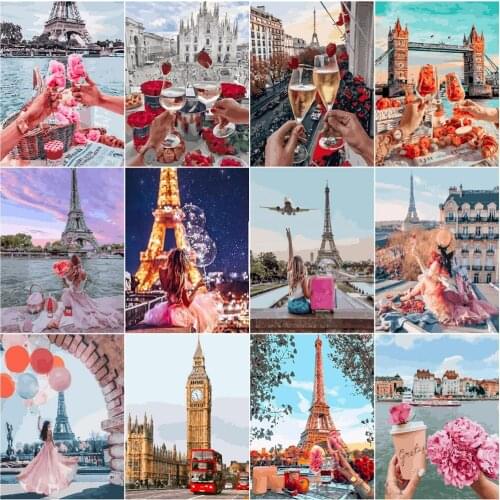 5D Diamond Painting France City Landscape Diamond Mosaic Diy Full Round Diamond Embroidery Cross Stitch Rhinestone Home Decor