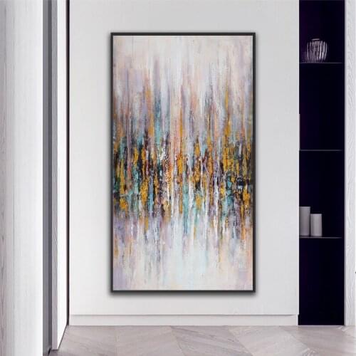 Abstract wall painting on canvas golden blue wall printing poster art for living room cuadros decoratives painting