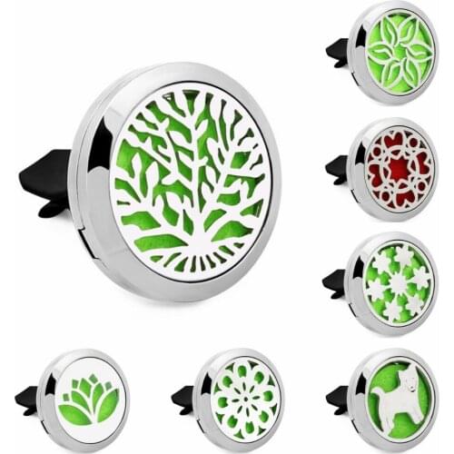Essential Oil Car Diffuser Locket Vent Clip Stainless Steel Perfume Aroma Air Freshener Magnetic Free 10Pads Women Men Gift