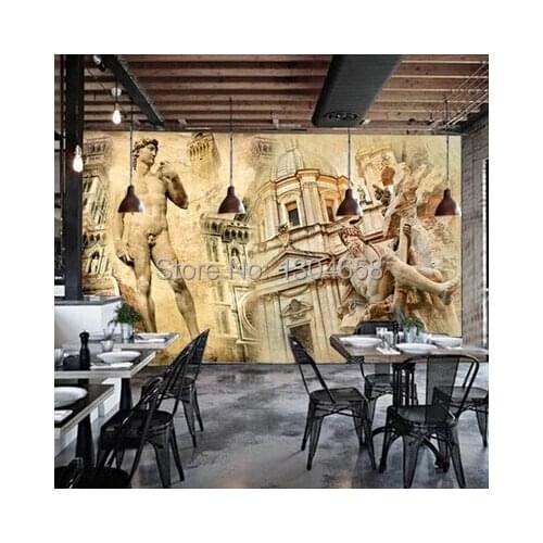 Free shipping custom 3D mural sculpture of David European architectural Coffee hall the television background wall wallpaper