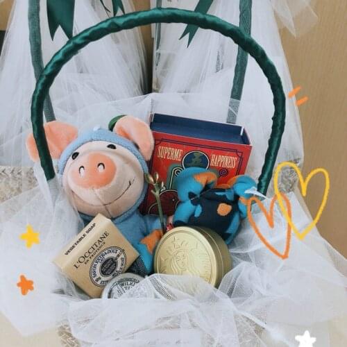 Creative Net red cute Star same style pig pendant car keychain plush bag baby bed decoration soft Soothing doll christmase gift