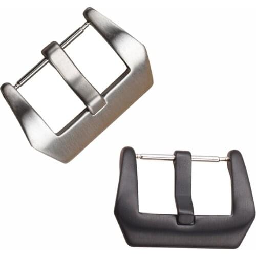 18 20 22 24 26mm Pure Solid Stainless Steel Watch Buckle Clasps Silver Black Polished for Rubber Leather Watch Bands