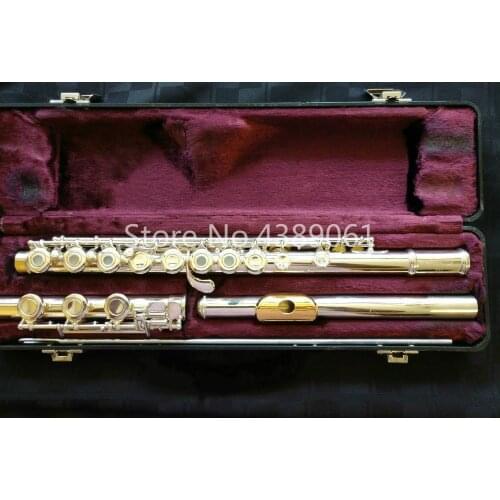Hot ARMSTRONG 303 C Tune Cupronickel Tube Silver Plated Surface Gold Lip Plate E Key 17 Holes Opening Musical Instrument Flute
