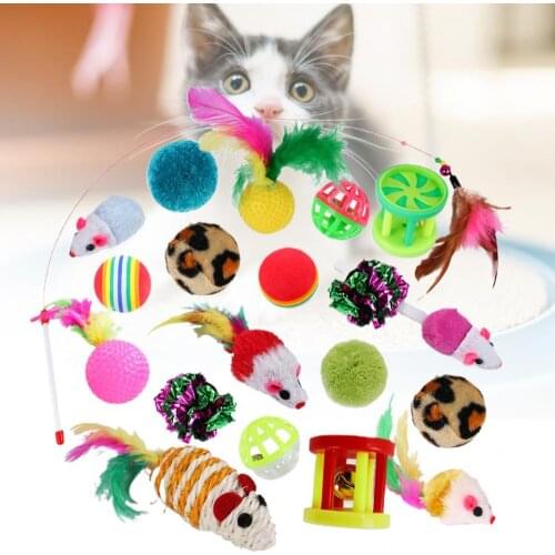 20Pcs/Set Lovely Mouse Shaped Kitten Toys Interactive Funny Cat Stick Grinding Cat Plush Thumb Pillow Pet Accessories