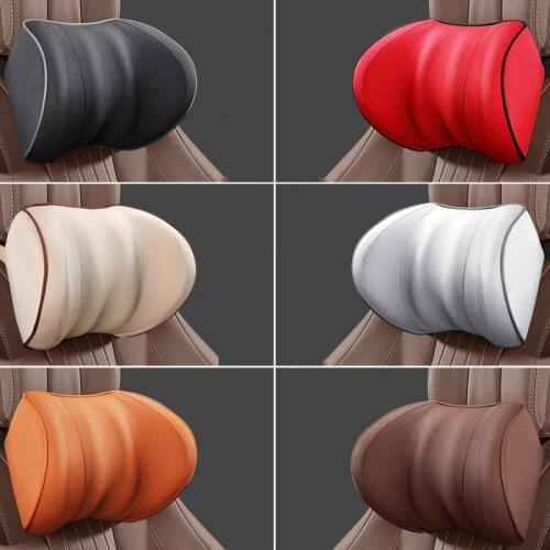 Mesh Car Neck Pillow Set Memory Foam Auto Headrest Waist Support Cushion Icesilk Seats Back Covers Pillows Car Accessories