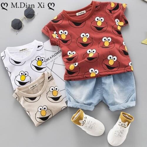 Baby Boys Clothing Sets Cute Summer T-Shirt Cartoon Children Boys Clothes Suit for Kids Outfit Denim Outfit Infant Boy Clothes