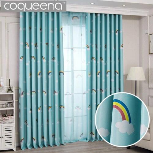 Lovely Rainbow Kids Curtains for Boys Girls Room Children Bedroom Door Window Curtain Panel Drapes Window Treatments Blue Pink