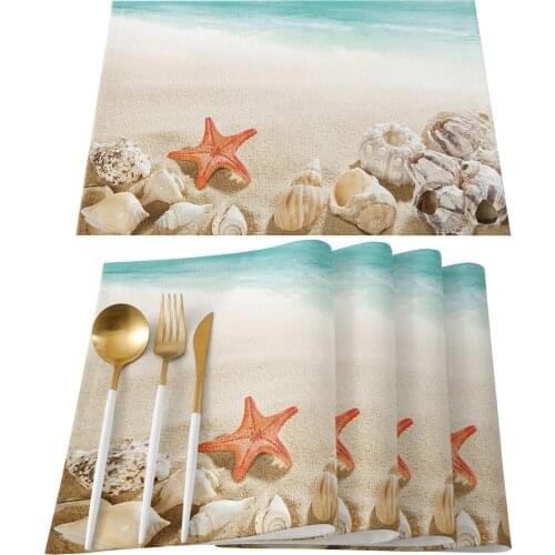 Summer Beach Starfish Shell Table Mats for Dining Table Kitchen Table Coaster Accessories Modern Home Decor car coaster