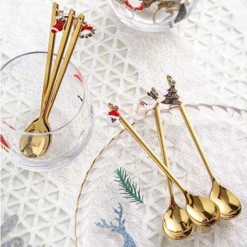 Cucchiaino Lungo Stainless Steel Spoon Long Handle Creative Household Personality Soup Children Eating Cute Christmas כפית