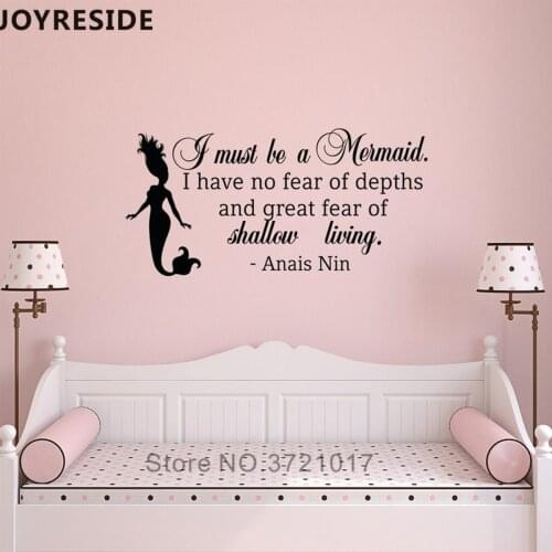 Mermaid Little Quotes Wall Decal Wall Sticker HOme Girls Bedroom Wall Stickers Mermaids I Have To Be Mermaid Wall Mural M262
